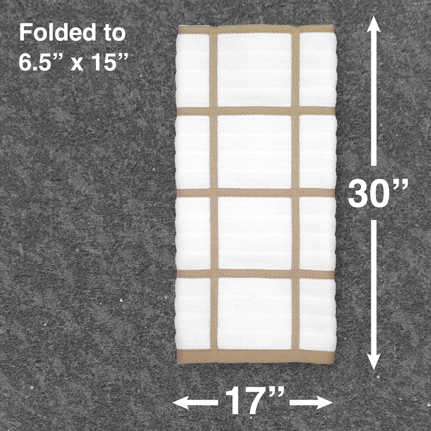 All-Clad Checked Kitchen Towel: Highly Absorbent, Super Soft Long Lasting - 100% Cotton, 17"x30" Tea Towel for Cleaning & Drying Dishes, Pans, Glassware, or Countertops, (1-Pack), Cappuccino