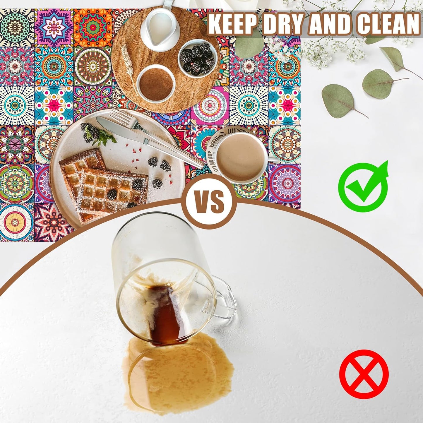 Vintage Mexican Ethnic Mandala Dish Drying Mat for Kitchen Counter Bar Mat Hide Stain Absorbent Rubber Backed Coffee Maker Espresso Machine Accessories 11.8 x 19.7 Inch