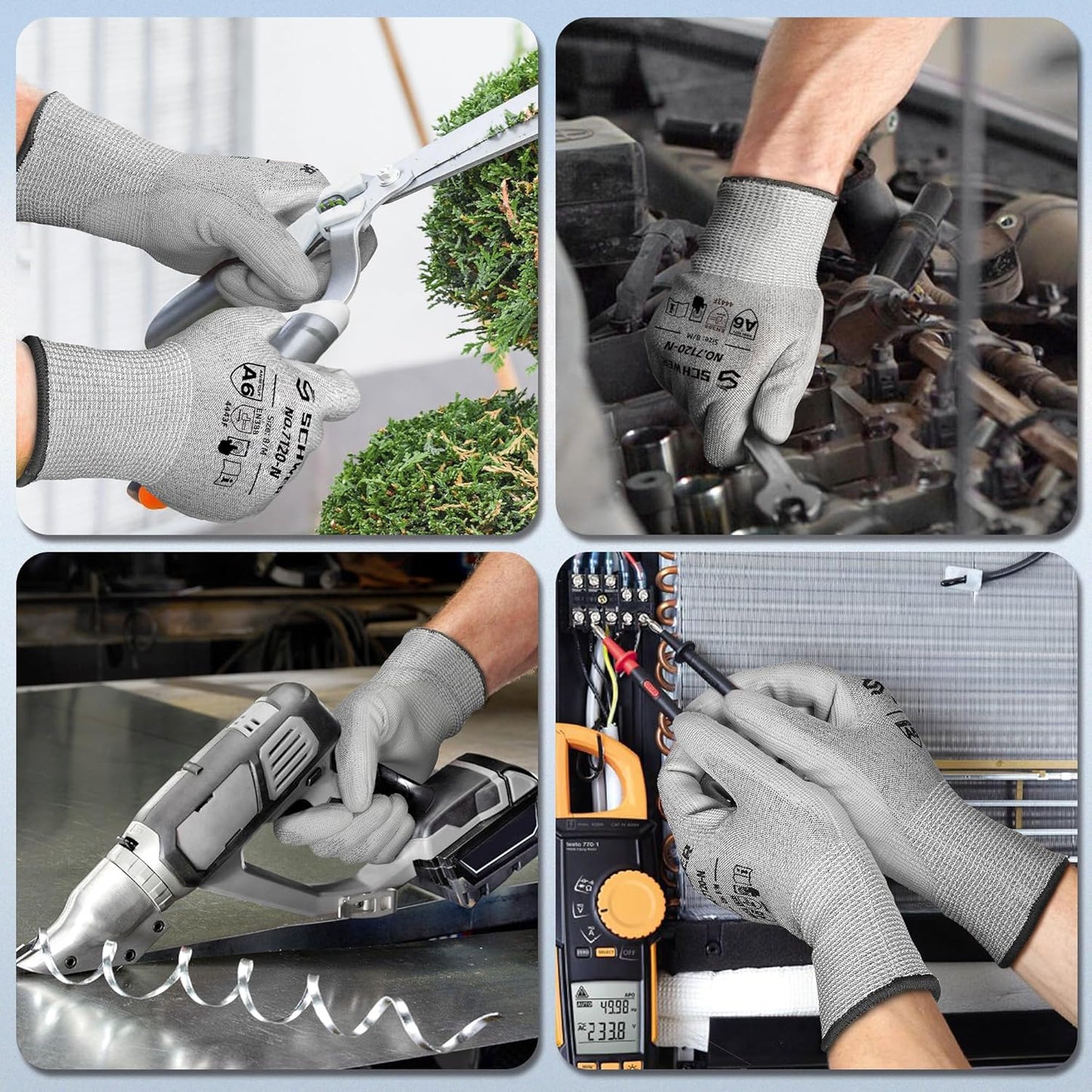 Schwer 6 Pairs ANSI A6 Cut Resistant Gloves CR7120 Cut Proof Work Gloves, Touchscreen, for Men and Women Used for Woodworking, Glass Cutting, Construction, Cargo Handling, Car Repair, XL