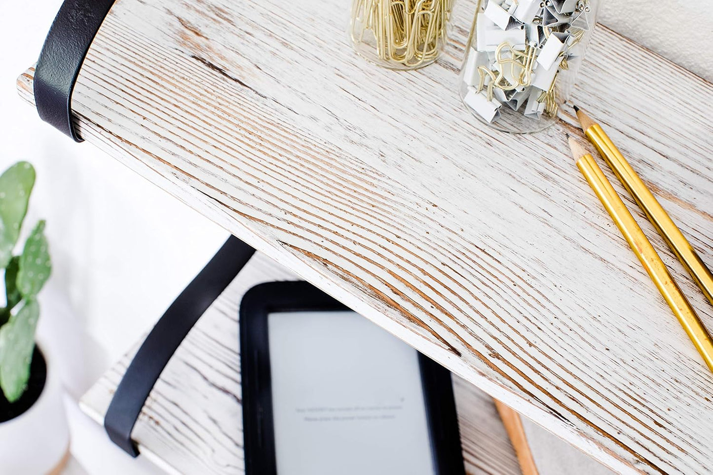 Wall Mounted Floating Spice Shelves with Towel Bar and Removable Hooks, Solid Wood, Rustic Shelving Storage, for Kitchens, Bathrooms and More, Farmhouse Wall Décor, 16.75” Long x 7.5” (White Washed)