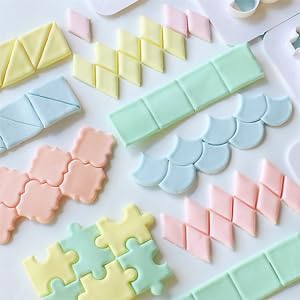 12 Pcs Cake Fondant Cutter Puzzle Fondant Cutters, Triangles Cookie Cutter - 4 Size Geometric Shape Fondant Cutter Cake Border Decorating Tool, Creative Cake Decorating