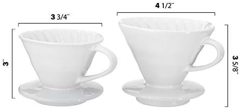 Pour Over Coffee Dripper - Ceramic Slow Brewing Accessories for Home, Cafe, Restaurants - Easy Manual Brew Maker Gift - Strong Flavor Brewer - V01 Paper Cone Filters - Black, 1 Cup