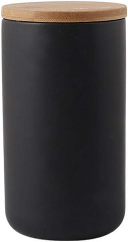 MilkyWay Food Storage Jar Strong Ceramic Storage Canisters with Airtight Seal Bamboo Lid Modern Design Seal Damp-Proof Kitchen Jar for Coffee, Tea, Spice and More (Black(L: 34 oz/1000ml))