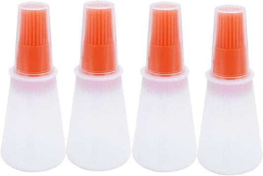 Silicone Oil bottle brush，BBQ/Pastry Basting Brushes,Silicone Cooking Grill Barbecue Baking Pastry Oil/Honey/Sauce Bottle Brush (4 PCS,orange)