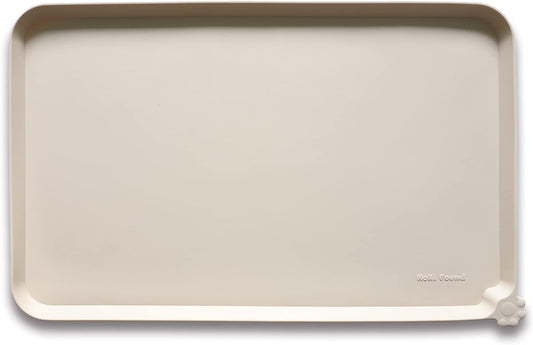 Hoki Found X-Large Non Slip Silicone Pet Food Mats - Tray for Dog Cat Bowl - Waterproof Dog Cat Food Mats for Carpet - Papayawhip