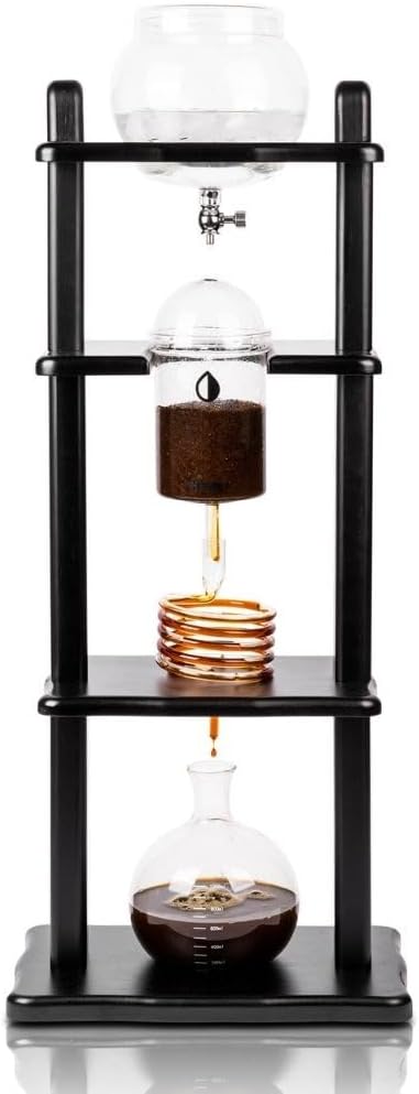 Cold Drip Coffee Maker, Cold Brew Coffee Tower, Slow Drip Japanese Cold Brew Maker, 32 oz, Cold Brew Drip, Ice Coffee Tower (ICT2), Black