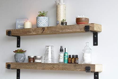 Urban Legacy Accent Shelves | Reclaimed Barn Plank | Set of 2 with Full Brackets (Natural 36"x 4.5"x 2")