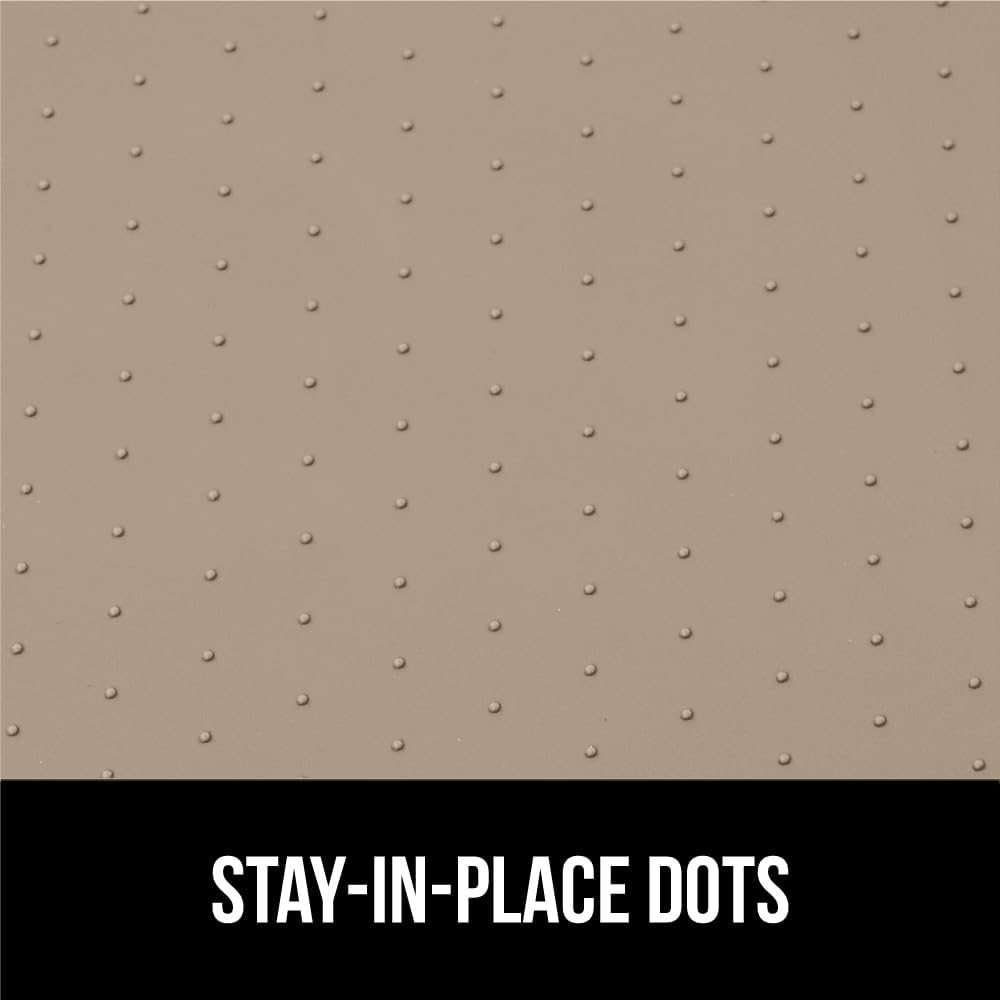 GORILLA GRIP Waterproof Silicone Under Sink Mat with Raised Lip for Kitchen and Bathroom, 28 x 22 in, Cabinet Shelf Liner Stay in Place Mats Dishwasher Safe Drawer Liner, Organizer Tray, Beige