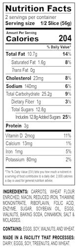 Nadel - NATURALLY DELICIOUS CARROT CAKE Slices, 12 Pack, Sweet Breads & Cakes Back to School lunch snack, breakfast bar