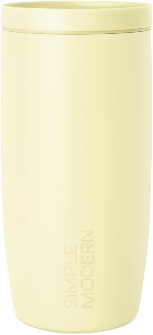 Simple Modern Travel Coffee Mug Tumbler with 360° Lid | Ceramic-Lined Insulated Stainless Steel Cold Brew Iced Coffee Cup Thermos | Gifts for Women Men Her Him | Voyager Signature | 16oz | Buttercup