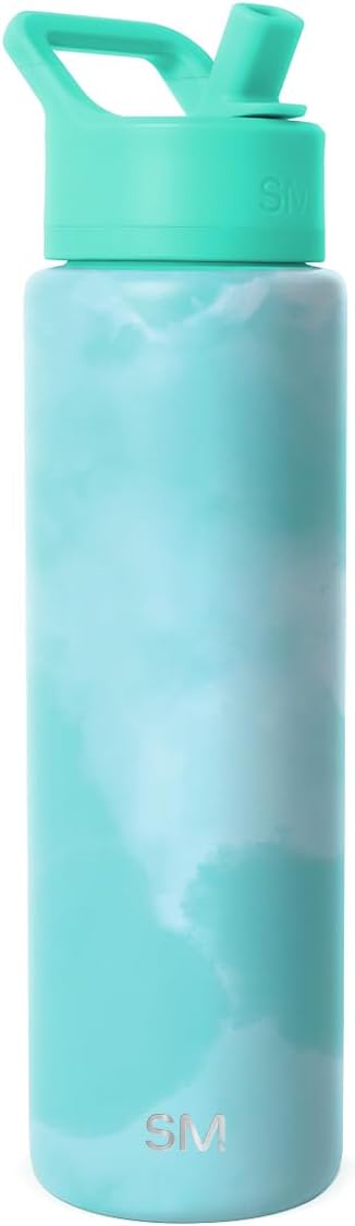 Simple Modern Summit Water Bottle with Straw Lid | Vacuum Insulated Stainless Steel | Leak Proof BPA-Free Cup for Travel, School, Sports | 30oz, Ocean Tide