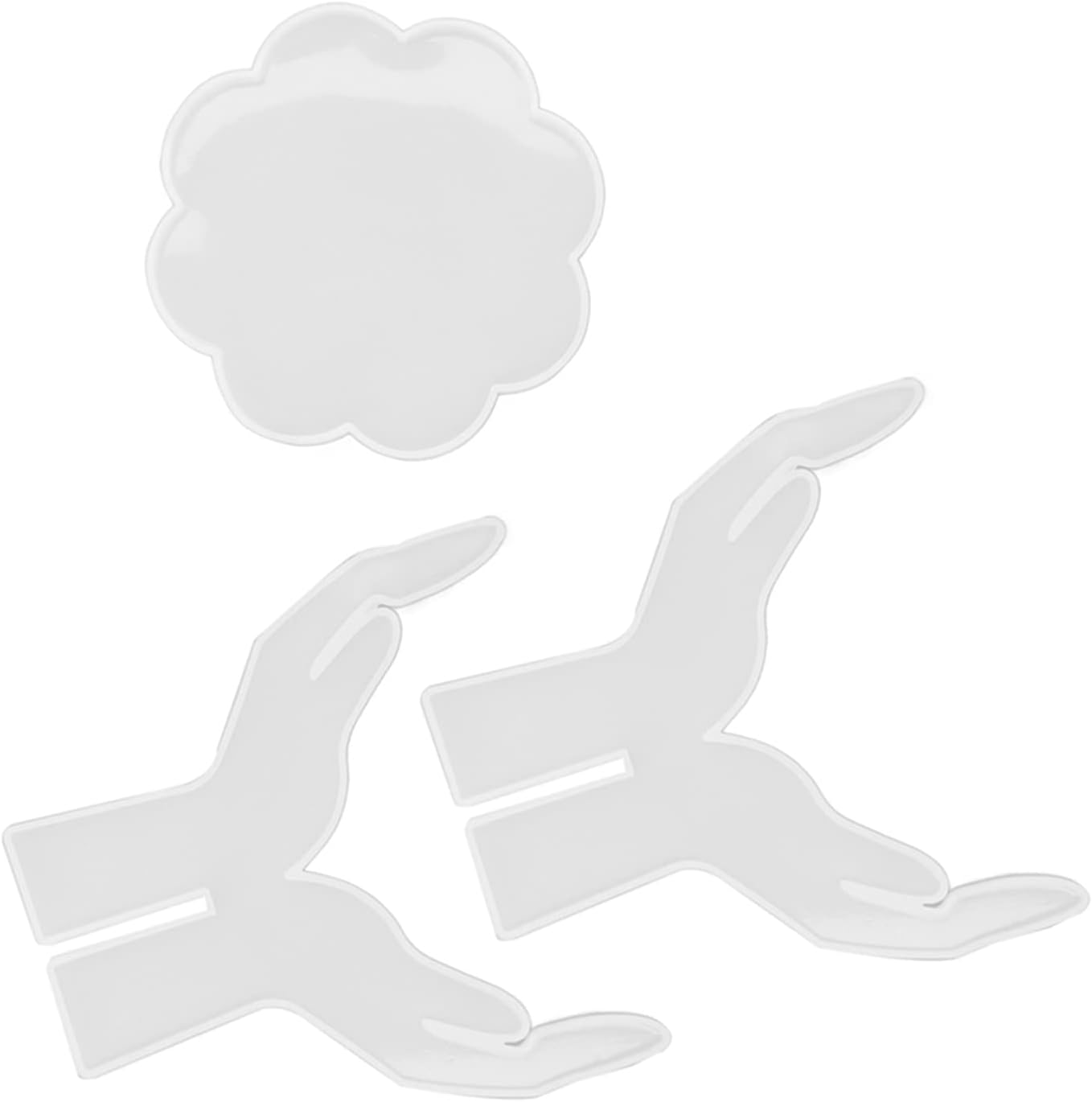 3Pcs DIY Silicone Flower Pot Shelf Mold Easy Demoulding Unique Shape Suitable for Resin Crafts (Double-Hand Flat pad Mold 60-742)