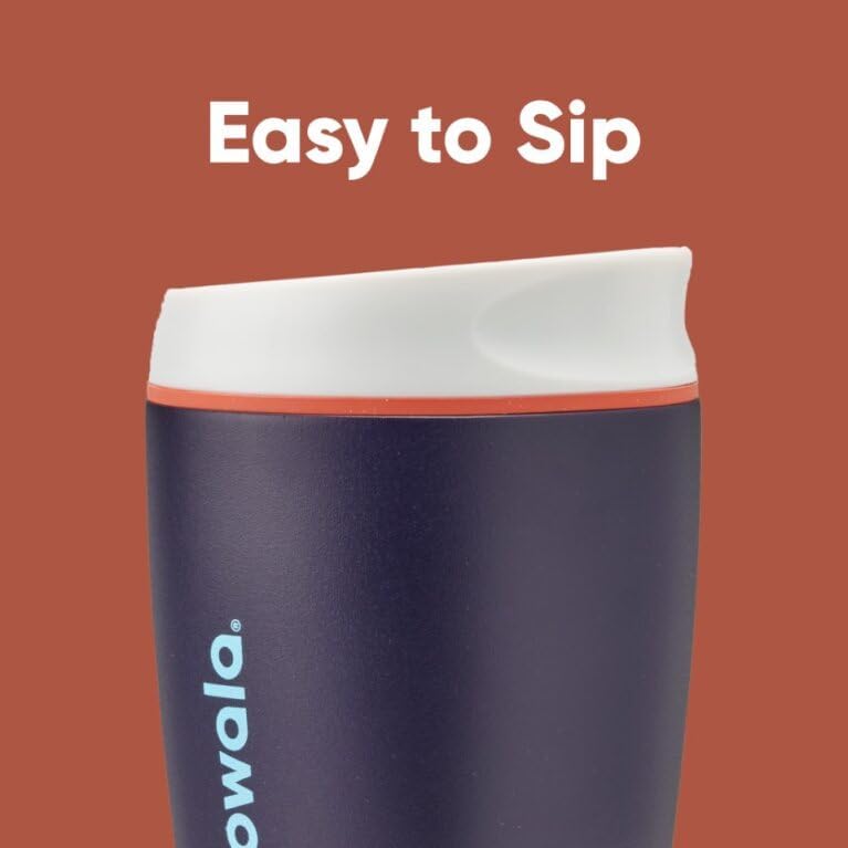 Owala SmoothSip Insulated Stainless Steel Coffee Tumbler, Reusable Iced Coffee Cup, Hot Coffee Travel Mug, Perfect for Cappuccino, BPA Free, 10 oz, Navy (Telescope Tales)