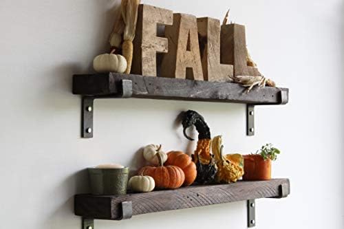 Urban Legacy Accent Shelves | Reclaimed Barn Plank | Set of 2 with Full Brackets (Coffee Bean 36"x 4.5"x 2")