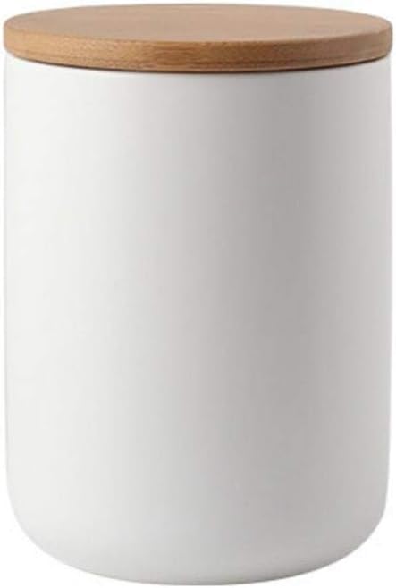 YYW Ceramic Food Storage Jar Containers Kitchen Canisters with Airtight Seal Lid for Coffee Beans Sugar Spices (Medium White)