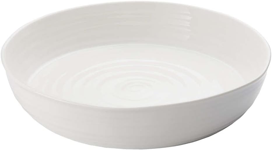 Portmeirion Sophie Conran 11" Round Roasting Dish, Porcelain Casserole Baking Dish, Dishwasher, Microwave, Freezer, Oven Safe, Versatile Cookware for Roasting, Baking, and Serving (White)