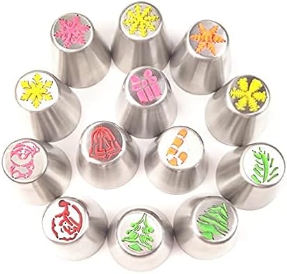 15 Pcs Christmas Decorations Piping Bags and Tips Set 13 Piping Tips Set Icing Tips Icing Piping Nozzles Set Frosting Bags Ties Cupcake Decorating Kit