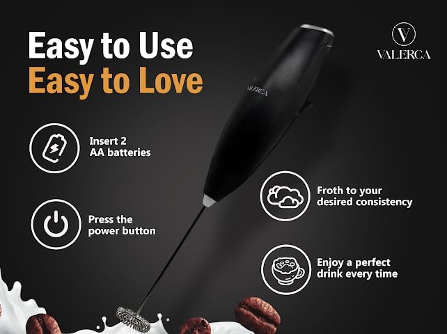 espumador de leche electrico valerca, batidora de mano de leche ultrarrapida, batidora electrica para café, café con leche, capuchino, frappé, matcha y crema para café,