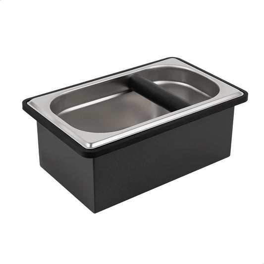 watchget Espresso Knock Box Large Size Stainless Steel Coffee Grounds Coffee Pucks Container Shock-absorbent Knock Box for Espresso Machine Non-Slip Base Barista Accessories