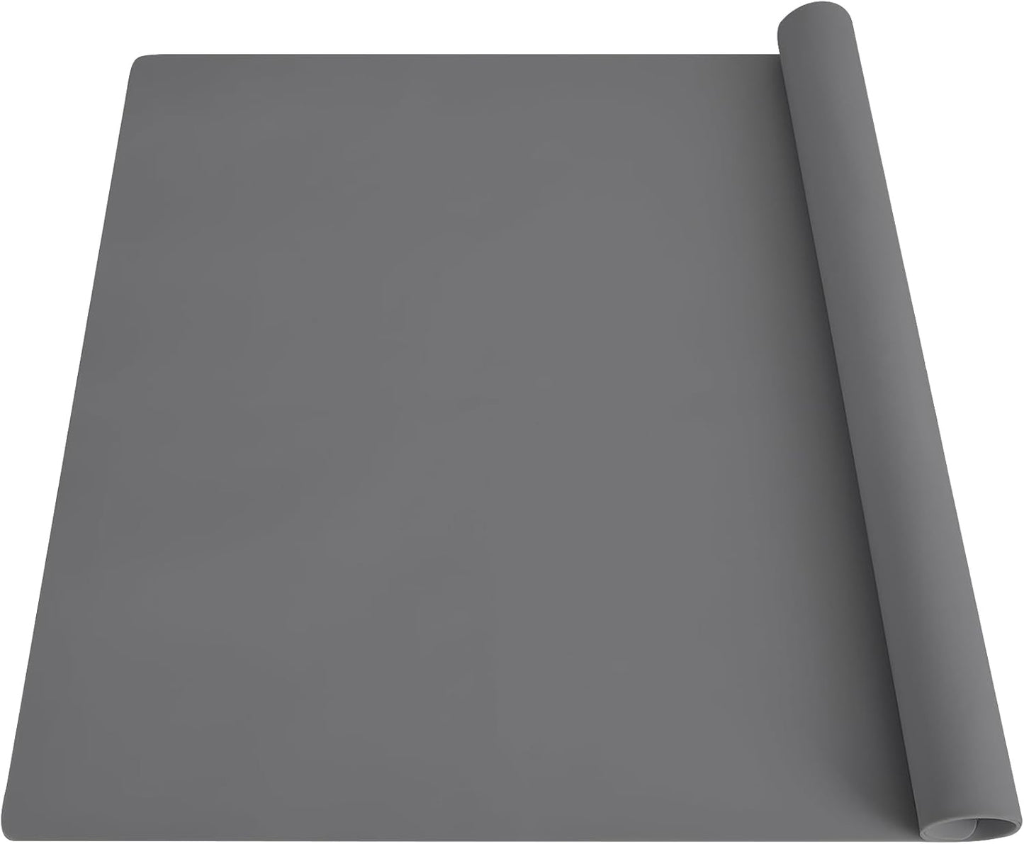 Silicone Mats for Kitchen Counter 23.6" x15.7"x0.08”, Heat Resistant Mat, Kitchen Island Silicone Countertop Protector Mat, 2MM Thick Nonslip Baking Mats, Washable Dining Table Mats, Dark Gray