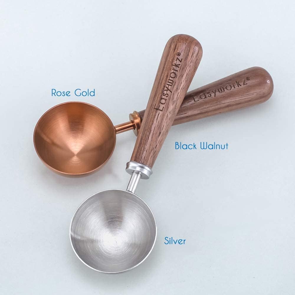 Easyworkz Retro Stainless Steel Coffee Spoon With Black Walnut Handle,10g - Measuring Spoon (Rose gold)
