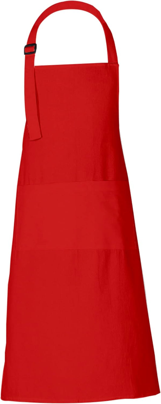 RAJRANG 100% Cotton Cooking Apron with 3 Pockets Kitchen Chef BBQ Adjustable Bib Aprons for Women Men