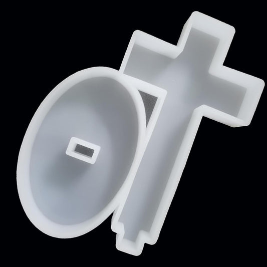 【300+ Design Optional】 Fuehbur Cross with Base Resin Silicone Large Freshie Mold for Aroma Beads DIY Hanging Candles Decoration Crafting Blessed Cross Gift【Mold Depth: 0.89 in】
