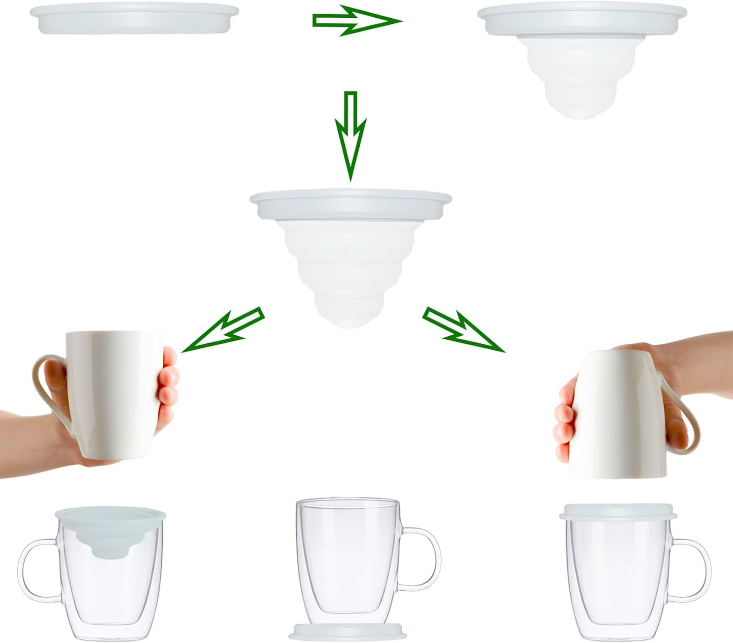 Coffee Mug Organizers and Storage (6Pack), Adjustable Mug Organizer for Kitchen Cabinet Shelf, Cup Stacker Holder for Tea Cup, Coffee Mug, Glassware, Save Space for Cupboard (Whit)