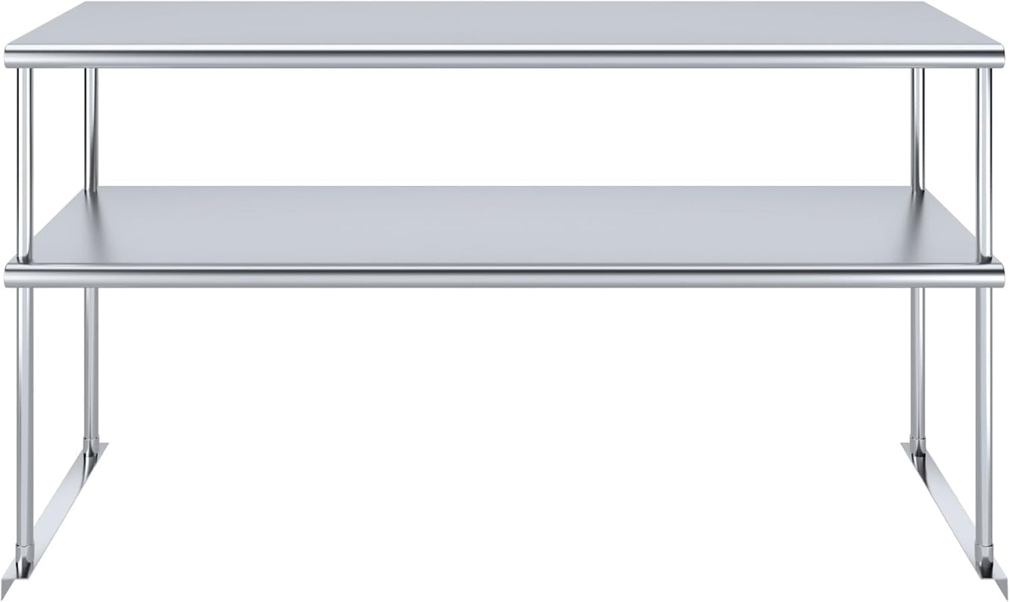 NSF Certified 18 Gauge Heavy Duty Stainless Steel Double overshelf with Brackets for Kitchens, Utility Rooms, Storage, Offices & Home