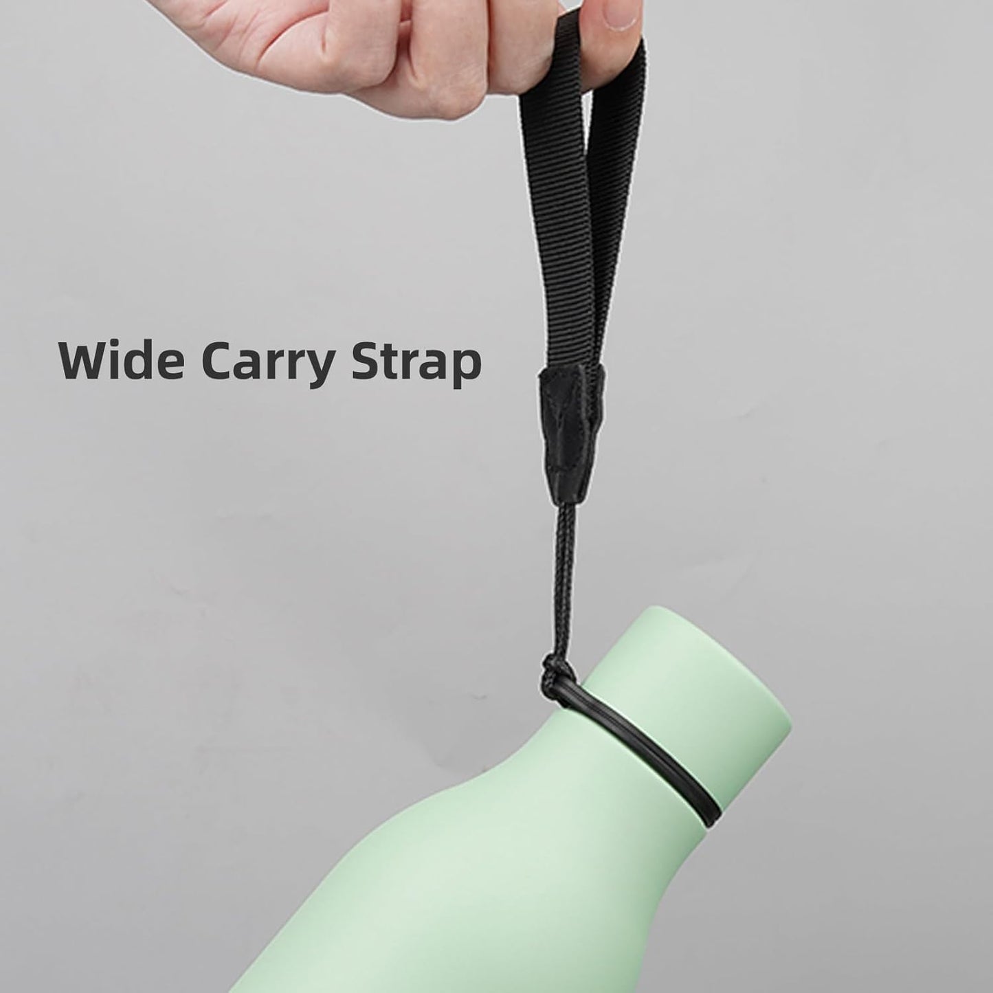 Insulated Water Bottle with Strap,18 oz Double Wall Stainless Steel Vacuum Bottles Metal Water Flask,Macaron Green