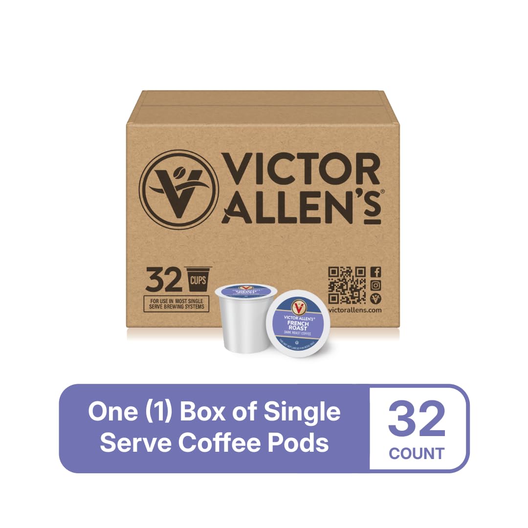 Victor Allen's Coffee French Roast, Dark Roast, 32 Count, Single Serve Coffee Pods for Keurig K-Cup Brewers