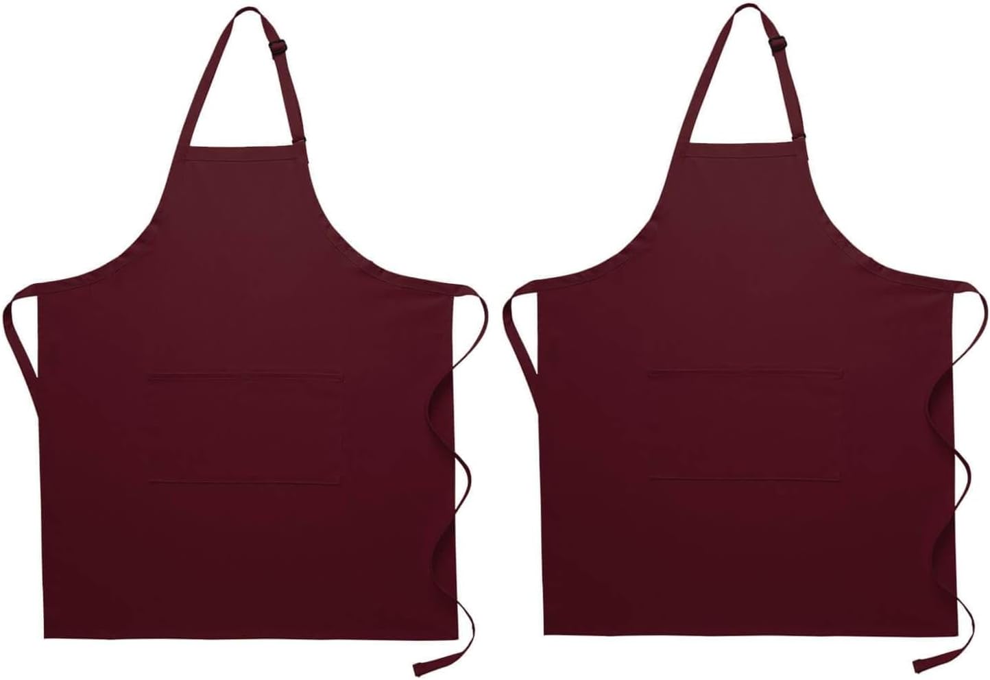 Pomp 2 Pack Premium Bib Aprons | Adjustable Neck + 2 Pockets | Water + Oil Resistance | Men & Women's Kitchen Cooking Aprons