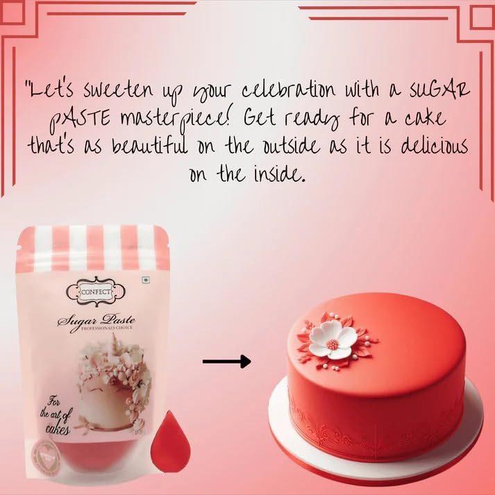 Confect Red Fondant | Vibrant Edible Cake Fondant for Christmas & Special Occasions | Easy to Roll, Smooth Texture | Ideal for Cake Decorating & Cupcakes | Vegan & Gluten-Free – 8.8 Oz