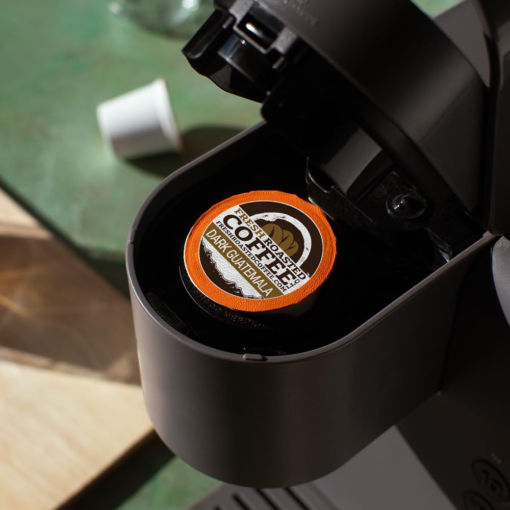 Fresh Roasted Coffee, Dark Guatemala Huehuetenango, Dark Roast, 24 Pods for K Cup Brewers