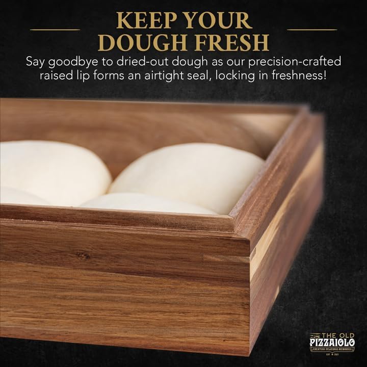 Wooden Pizza Dough Proofing Box w/Lid – 16” x 12” – Made From Natural Acacia Wood – 2-Pack
