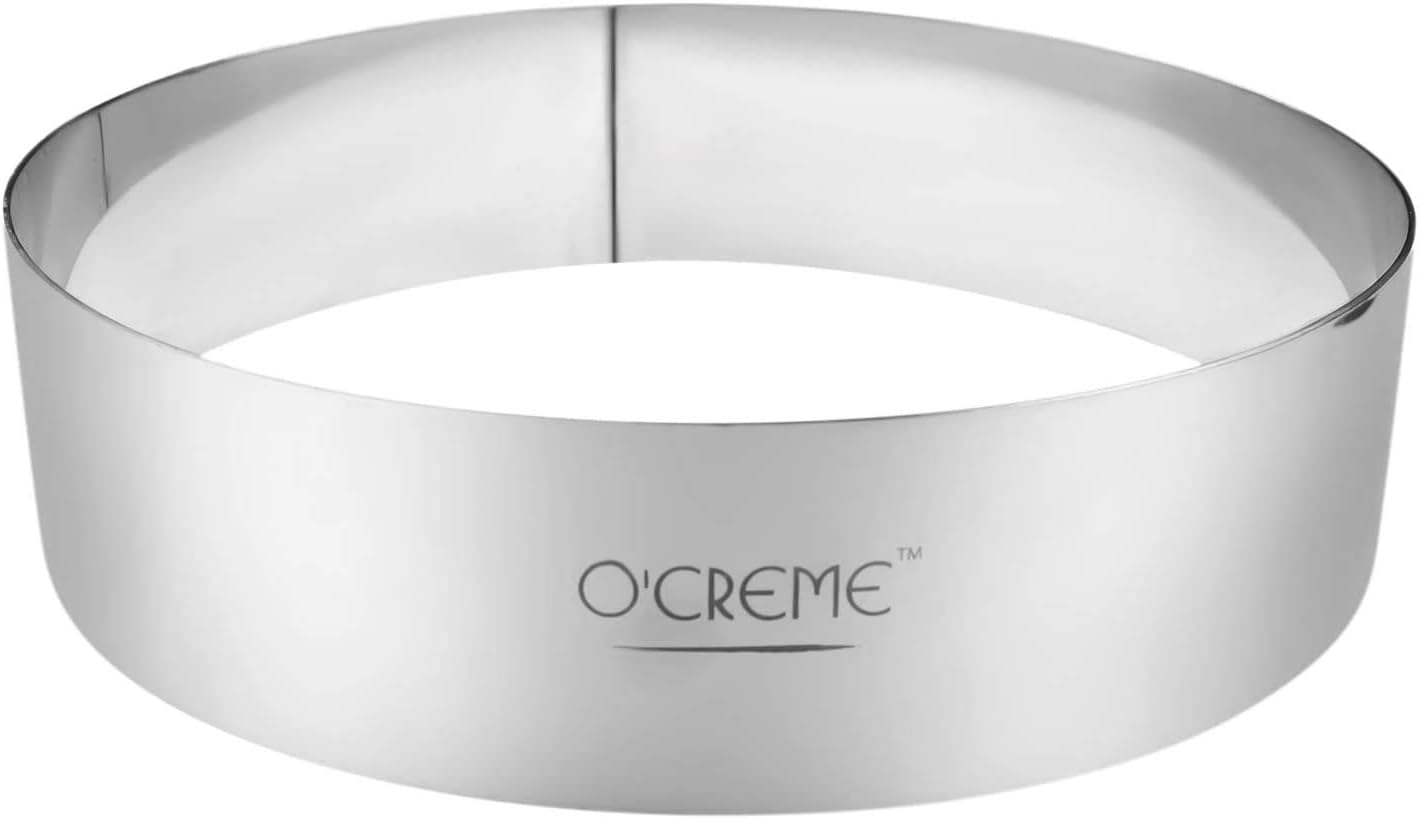 O'Creme Cake Ring Sturdy Stainless Steel Round Mousse Cake Ring Mold for Baking, Dessert Cake Decorating Pastry Rings 10 Inch Diameter x 3 Inch High
