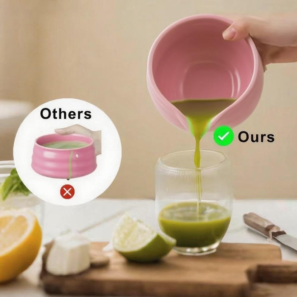 Cute Pink Matcha Bowl with Spout - Chawan - Ceramic Matcha Bowls - Japanese Traditional Macha Tea Bowl for Mixing - Matcha Cup - Matcha Accessories - More Durable than Glass
