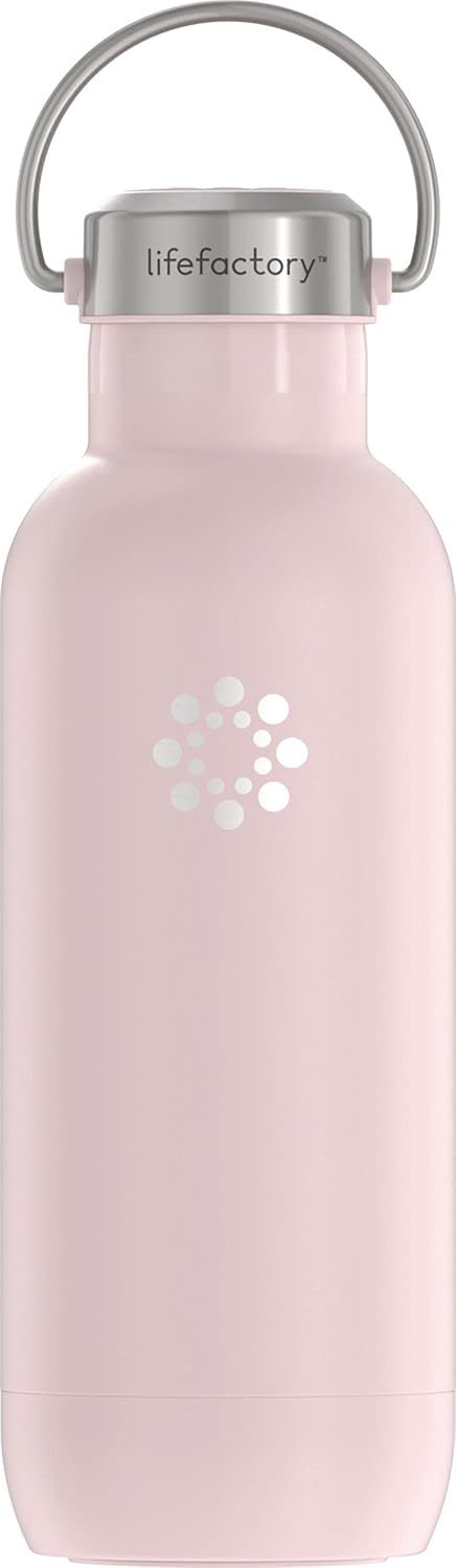 Lifefactory 20-Ounce Stainless Steel Vacuum-Insulated Sport Bottle, Desert Rose