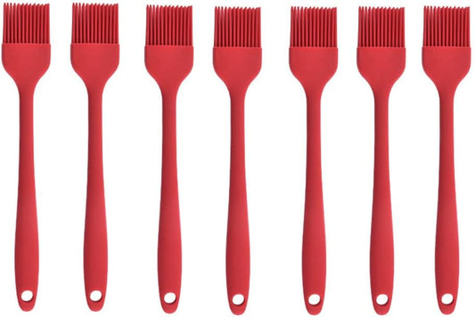 Silicone brush， BBQ/Pastry Basting Brushes,Silicone Cooking Grill Barbecue Baking Pastry Oil/Honey/Sauce Brush (7 PCS,red)