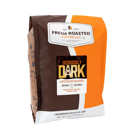 Fresh Roasted Coffee,Seriously Dark Artisan Blend,5 lb Dark Roast, Kosher, Whole Bean