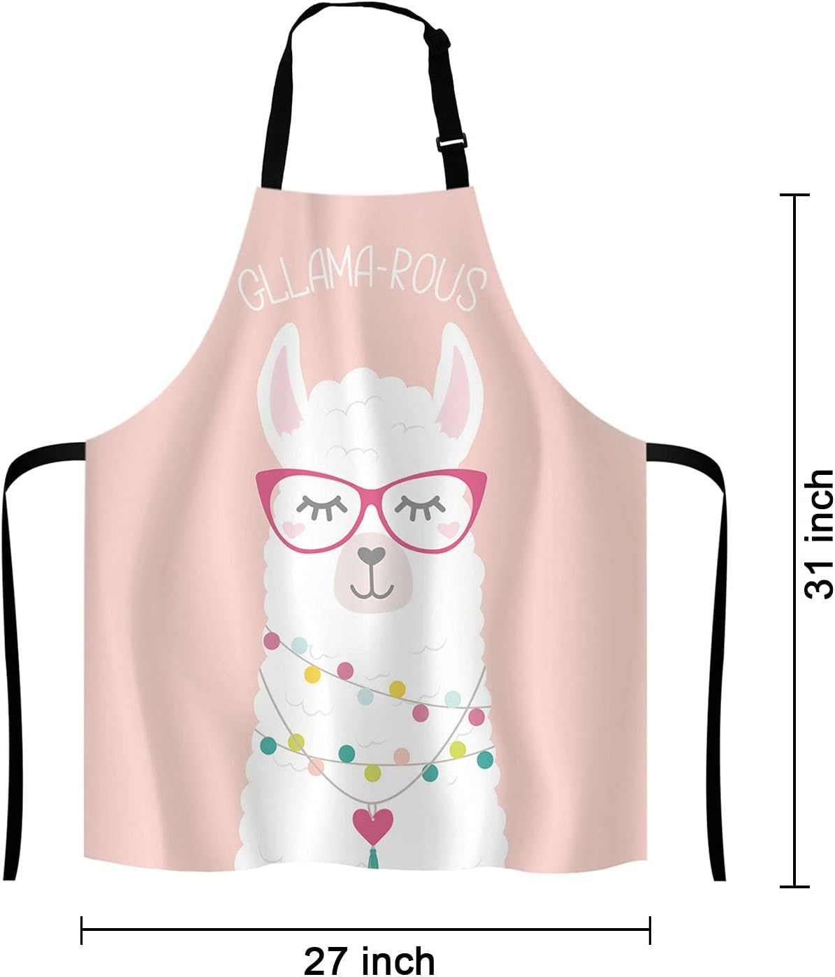 Inspirational and motivational Apron with Alpaca,Cute llama Gllama-rous Unisex Kitchen Bib with Adjustable Neck for Cooking Gardening,Adult Size