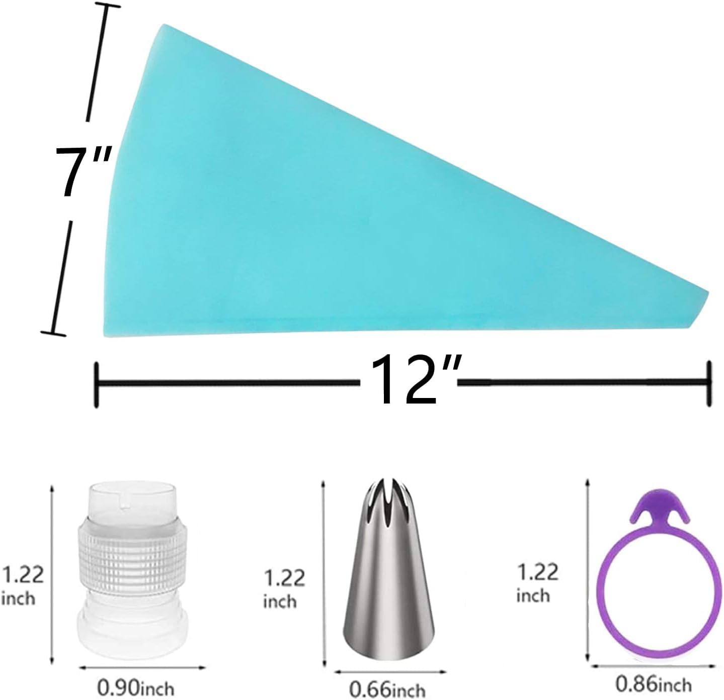 Piping Bags and Tips Set, 18" Reusable Piping Bags, Frosting Piping Kit for Baking with Pastry Bags and Tips, Standard Converters, Silicone Rings, Cake