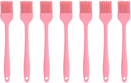 Silicone brush， BBQ/Pastry Basting Brushes,Silicone Cooking Grill Barbecue Baking Pastry Oil/Honey/Sauce Brush (7 PCS,pink)