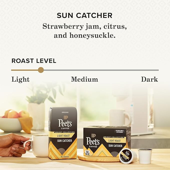 Peet's Coffee, Light Roast Single Serve Coffee Pods - Sun Catcher 60 Count (6 Boxes of 10 Pods)