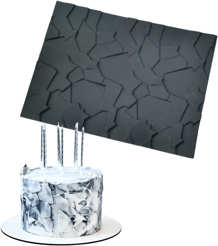 mostsom Fondant Silicone Mold for Cake Decoration Cake Border Stone Patter Impression Mat Fondant Embossing Stencil for DIY Cookies, Cupcakes, Chocolate, Clay – Reusable, Flexible (E_ Stone Patter)