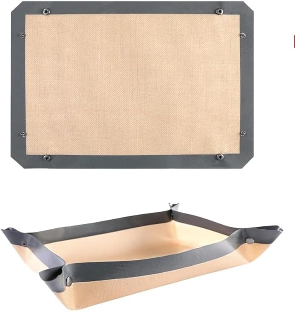 2 Pcs Silicone Fiber Baking Mat with Buckle,Corner Clip for Leak Proof Baking Pan or Unclip for Flat Baking Sheet Liner, Oven Liner (30X21cm,42x29.5cm) BPA-Free and Non-Stick