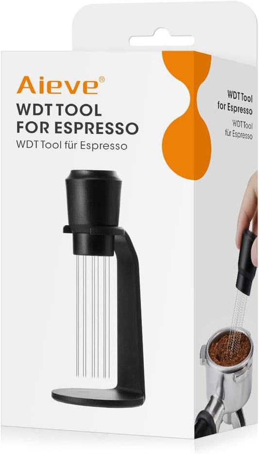 Aieve WDT Tool Espresso, Distribution Tool Espresso Accessories, 10 Needle Coffee Stirrer with Stand for Barista (Ease of Use in 2 Ways Installtion)