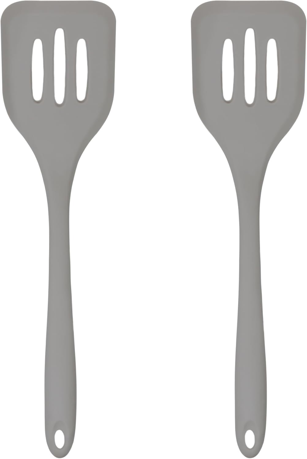 Silicone Slotted Turner Set – 2-Piece Set of Turner Spatulas for Eggs and Pancakes – Kitchen Tools and Accessories with Comfortable Handles, Heat-Resistant Utensils for Cooking & Baking – Grey