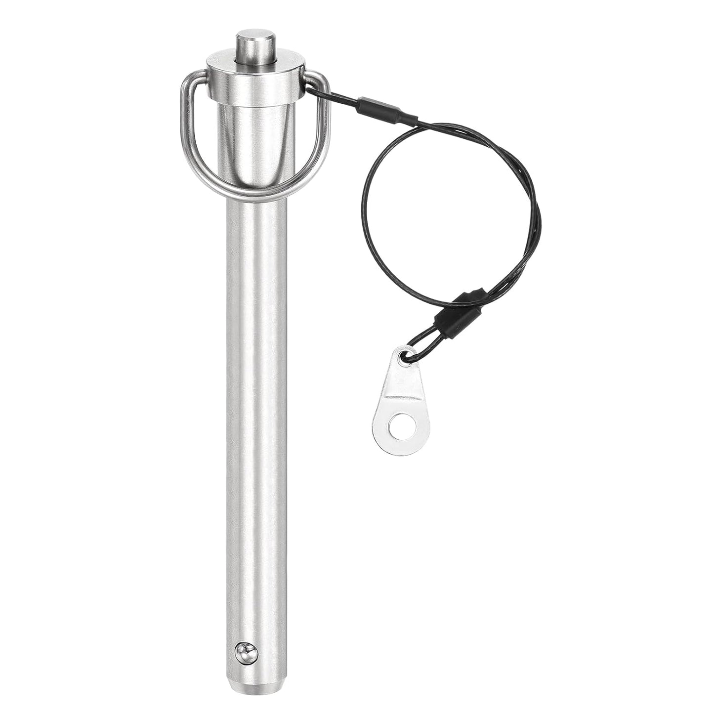 uxcell 1 Pcs Quick Release Pin, 1/2" x 4"(Dia. x L) Push-Button Ball Locking Pin 304 Stainless Steel Ring Handle Locking Pin with Wire for Audio Bimini Top Marine, Silver