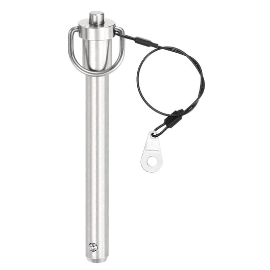 uxcell 1 Pcs Quick Release Pin, 1/2" x 4"(Dia. x L) Push-Button Ball Locking Pin 304 Stainless Steel Ring Handle Locking Pin with Wire for Audio Bimini Top Marine, Silver